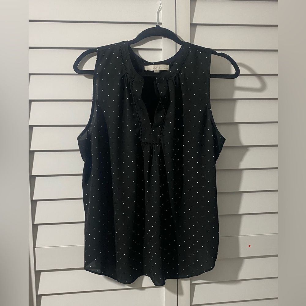 Black Polka Dot Sleeveless Top